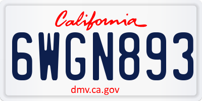 CA license plate 6WGN893