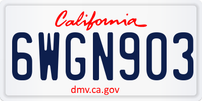 CA license plate 6WGN903