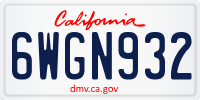 CA license plate 6WGN932