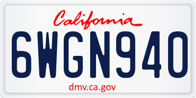 CA license plate 6WGN940