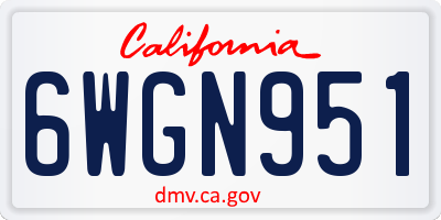 CA license plate 6WGN951