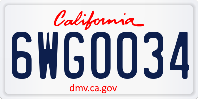CA license plate 6WGO034