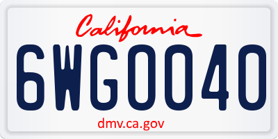 CA license plate 6WGO040