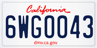CA license plate 6WGO043
