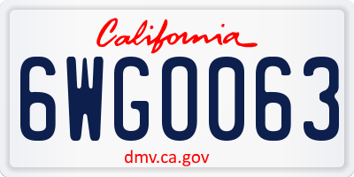 CA license plate 6WGO063