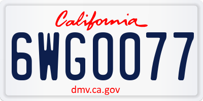 CA license plate 6WGO077