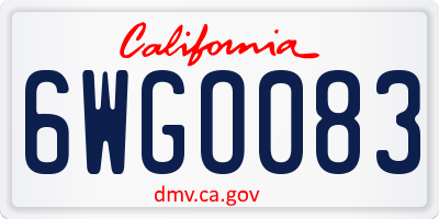 CA license plate 6WGO083