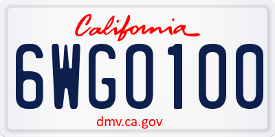 CA license plate 6WGO100
