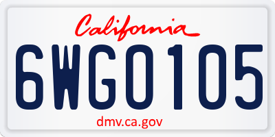 CA license plate 6WGO105