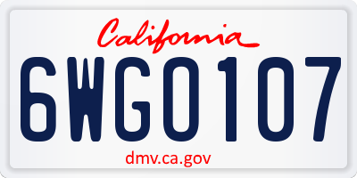 CA license plate 6WGO107