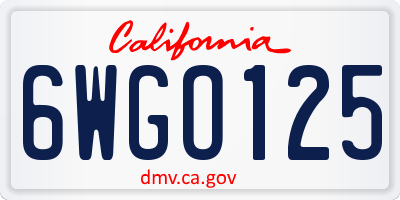 CA license plate 6WGO125