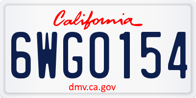 CA license plate 6WGO154
