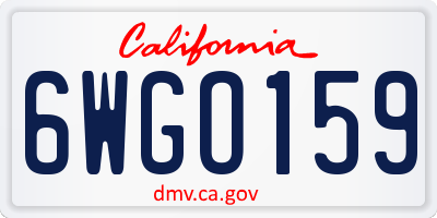 CA license plate 6WGO159