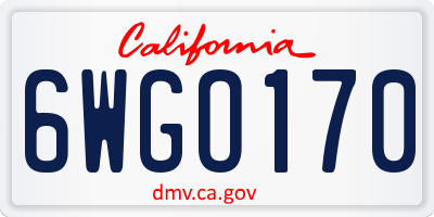 CA license plate 6WGO170