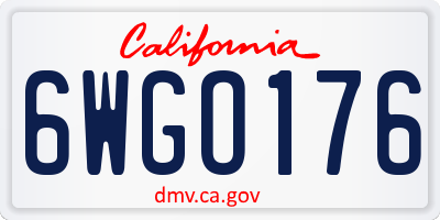 CA license plate 6WGO176