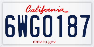 CA license plate 6WGO187