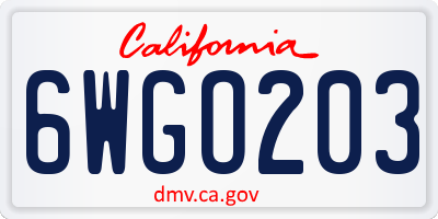 CA license plate 6WGO203