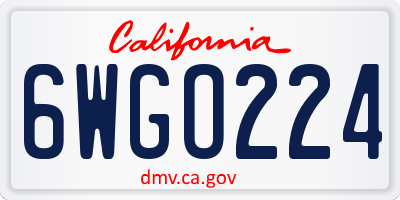 CA license plate 6WGO224