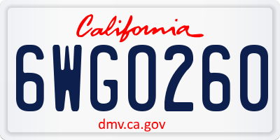 CA license plate 6WGO260