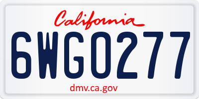 CA license plate 6WGO277