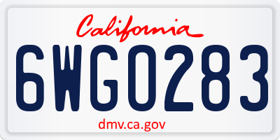 CA license plate 6WGO283