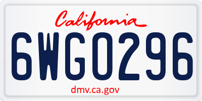 CA license plate 6WGO296