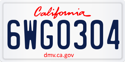 CA license plate 6WGO304