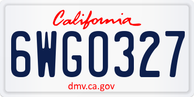 CA license plate 6WGO327