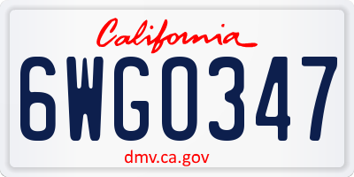 CA license plate 6WGO347