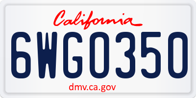 CA license plate 6WGO350