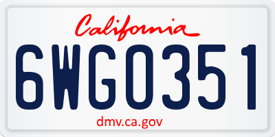 CA license plate 6WGO351