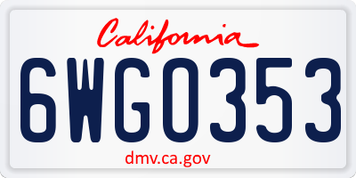 CA license plate 6WGO353