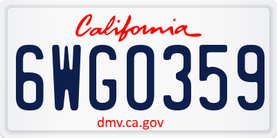CA license plate 6WGO359