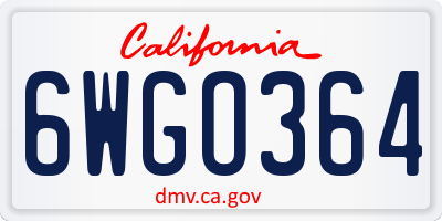 CA license plate 6WGO364