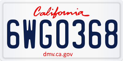 CA license plate 6WGO368