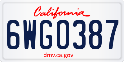 CA license plate 6WGO387