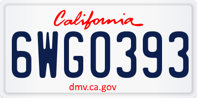 CA license plate 6WGO393