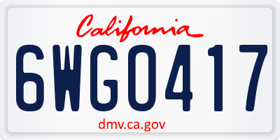 CA license plate 6WGO417