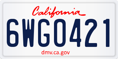 CA license plate 6WGO421