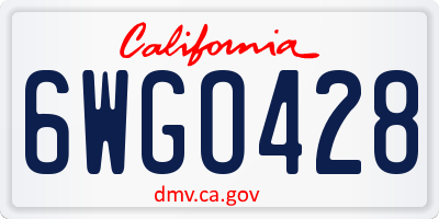 CA license plate 6WGO428