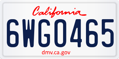 CA license plate 6WGO465