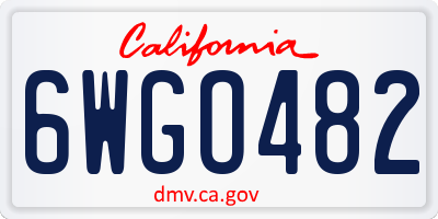 CA license plate 6WGO482