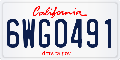 CA license plate 6WGO491
