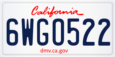 CA license plate 6WGO522