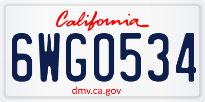 CA license plate 6WGO534