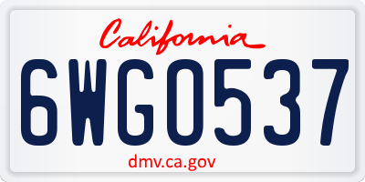 CA license plate 6WGO537