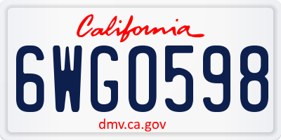 CA license plate 6WGO598