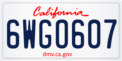 CA license plate 6WGO607