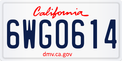 CA license plate 6WGO614