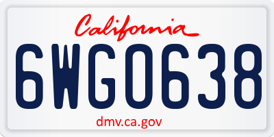 CA license plate 6WGO638